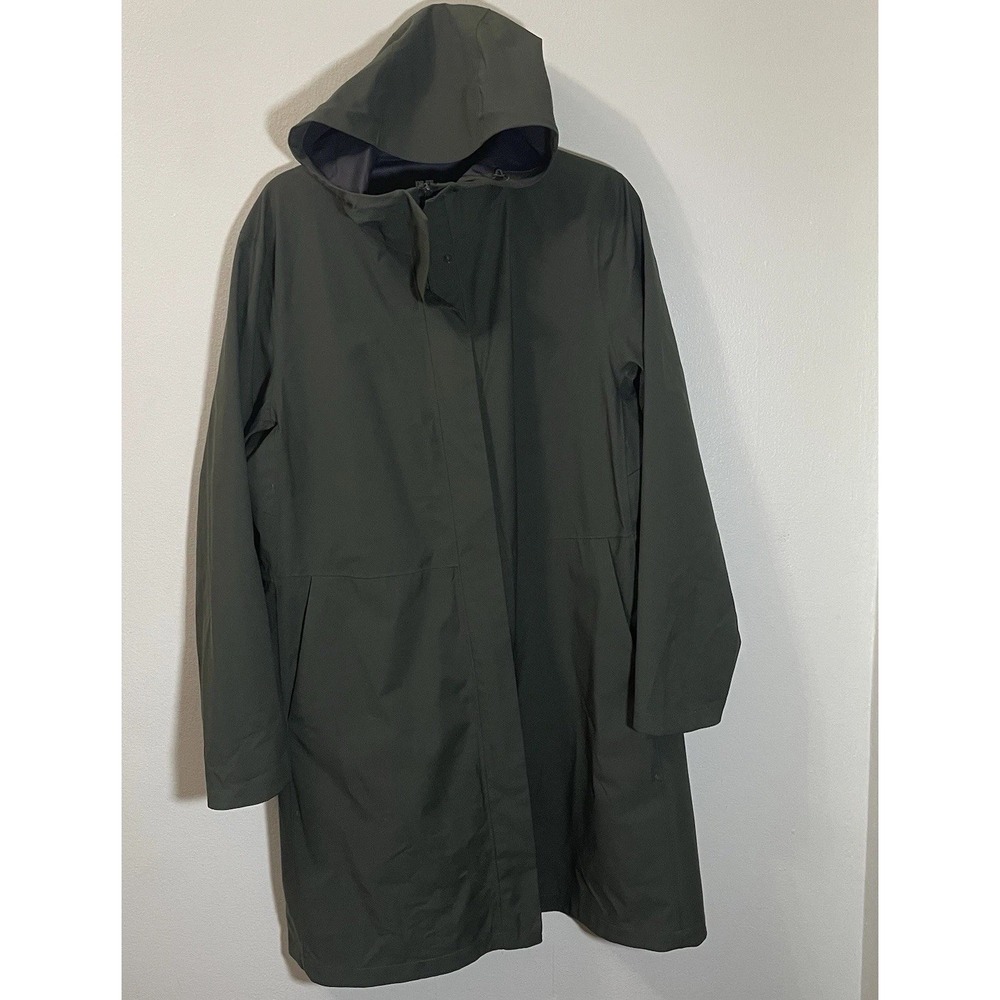 UNIQLO BLOCKTECH Hooded Coat XL Olive Green Waterproof Windproof Long Jacket